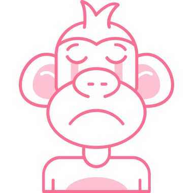 Üzgün maymun suratlı pembe yay