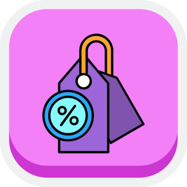 Alışveriş etiketi renk simgesi vektörü. Alışveriş satışı tabelası. izole edilmiş sembol çizimi