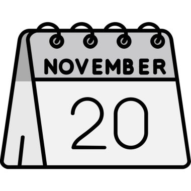 Kasım 20 - takvim simgesi, vektör illüstrasyonu