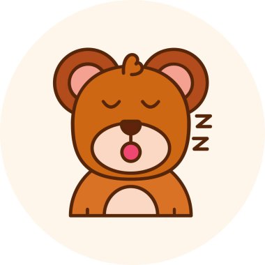 Beyaz arkaplanı olan tatlı uyuyan ayı çizgi filmi..