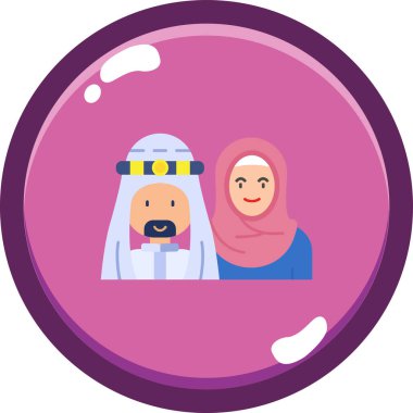 Müslüman çift avatar simgesi, ramazan, vektör illüstrasyonu