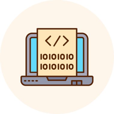 beyaz arkaplanda ikili kodlu dizüstü bilgisayar