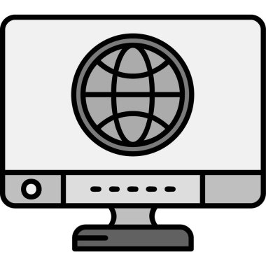 dizüstü bilgisayar simgesi. beyaz arkaplanda izole edilmiş web tasarımı için ana bilgisayar izleyici vektör simgesi