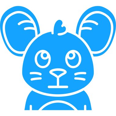 Şirin mavi fare çizgi filmi. Beyaz bir arka planda izole edilmiş. vektör illüstrasyonu.