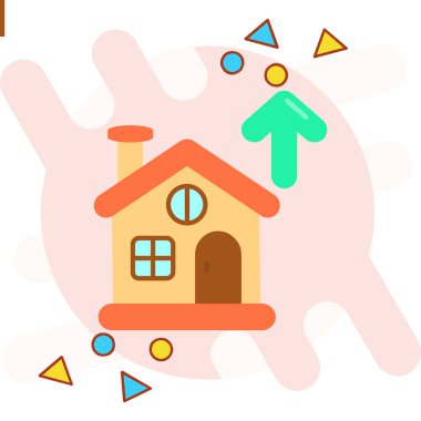 Vektör çizimi. Evi olan bir el.