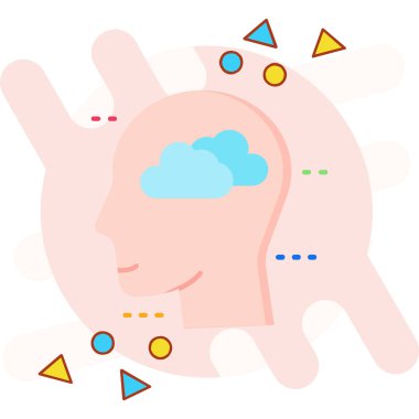 Bulut simgesine sahip beyin, düz tasarım.