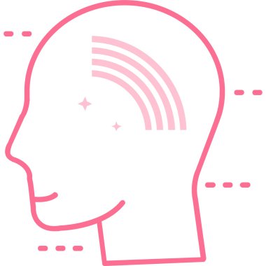 Beyaz arka planda izole edilmiş insan beyni ikonunun renk lideri. Soyut rastgele dinamik şekiller. vektör illüstrasyonu