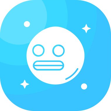 Mavi arka planda izole edilmiş ana hatlı uzaylı simgesi. Uzaylı yüzü ya da kafa sembolü. vektör.