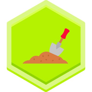 Kürek ve toprak işaretinin vektör tasarımı. Kürek ve toprak stok vektör çizimi.