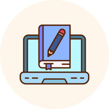 kalem ve kalem ikonlu dizüstü bilgisayar