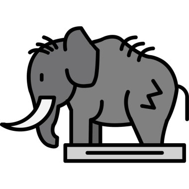 Fil kutsal kişilerin resmi. Fil vektör simgesi web için anahat çizimi