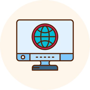 Küresel vektör illüstrasyon tasarımı ile bilgisayar monitörü
