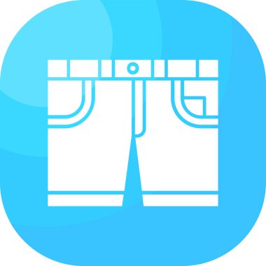 Beyaz çizgili pantolon ikonu uzun gölge arkaplanı ile izole edilmiş. Mavi daire düğmesi. vektör