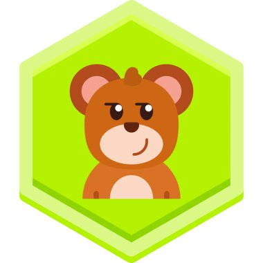 Yeşil yaylı ayı, vektör illüstrasyonu, düz stil tasarımı