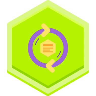 Bir altıgenin yeşil ve mor ikonunun vektör çizimi