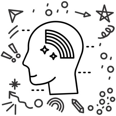 Çizgi roman tarzında bir beyin ikonu. Beyaz izole edilmiş arka planda beyin vektör illüstrasyonu. Beyin. Sıçrama etkisi iş konsepti.