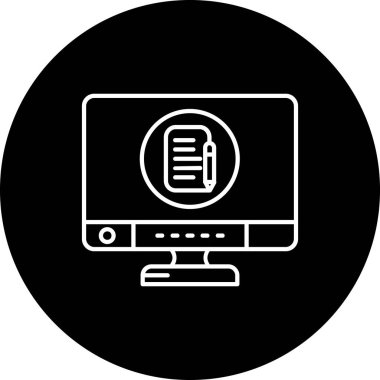 Bilgisayar monitörü vektör düz simgesi