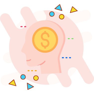 Beyaz arka planda izole edilmiş, dolar simgesine sahip bir beyin. resimleme