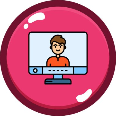 İnsan simgesi olan dizüstü bilgisayar. Basit resimleme