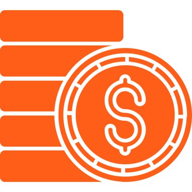 Bozuk para dolar ikonu vektör illüstrasyonu