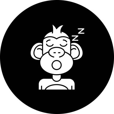 Bir yuvarlak işaretle uyuyan maymunun vektör çizimi