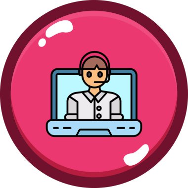 Bilgisayar simgesi olan bir doktor. Web için dizüstü bilgisayar vektör simgelerinin özet çizimi