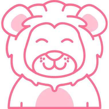 Aslan başlı sevimli hayvan simgesi - taslak biçiminde