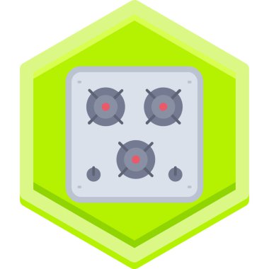 Altıgen ikonlu yeşil altıgenler. Üretim endüstrisi konsepti. vektör illüstrasyonu