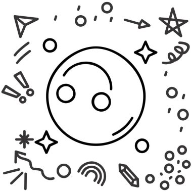 Çizgi Gezegeni simgesi beyaz arkaplanda izole edildi. Renkli taslak konsepti. Vektör.