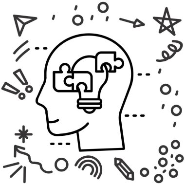 Beyin düşünme simgesi, anahat stili