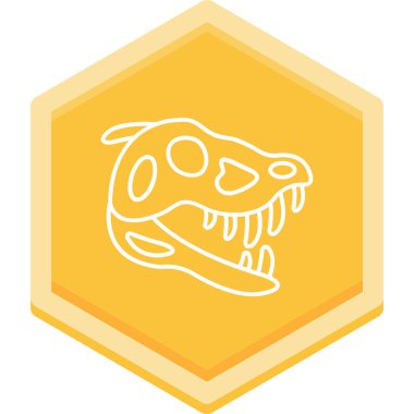 Dinozor çizgisi çokgen düğmeli vektör çizimi