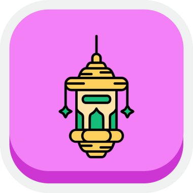 Ramazan fener simgesi renk ana hatları vektörü