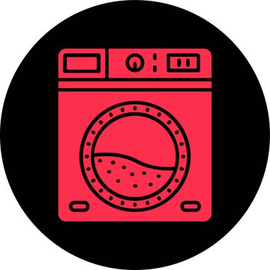 çamaşır makinesi simgesi, vektör illüstrasyonu