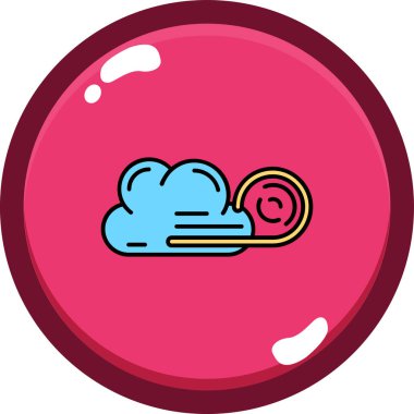 Bir çizgi film ve kırmızı-mavi bulutun vektör çizimi