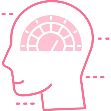baş beyin vektör ikonu. stilde düz çizgi, pembe renk, beyaz arkaplan.