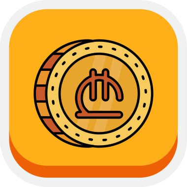 İzole edilmiş tek bir Çin sikkesi ikonunun vektör çizimi