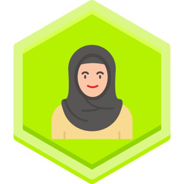 Düz dizaynlı Müslüman kız avatar vektör simgesi