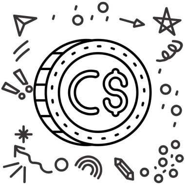 Dolar ve Avro sembollü çizgi para beyaz arka planda izole edildi. Nakit bankacılık parası. Para sembolü. Renkli taslak konsepti. vektör illüstrasyonu