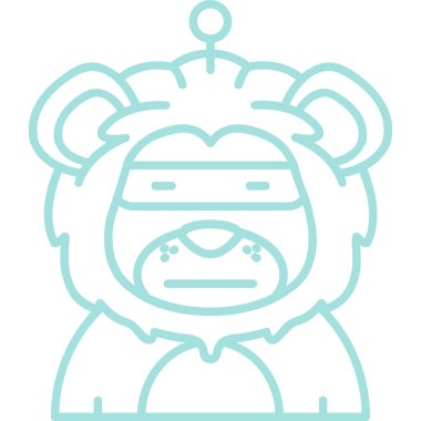 şirin aslan başı ikon vektör çizimi tasarımı