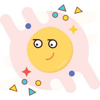 Şirin gülümseyen güneş kawaii karakter tasarımı