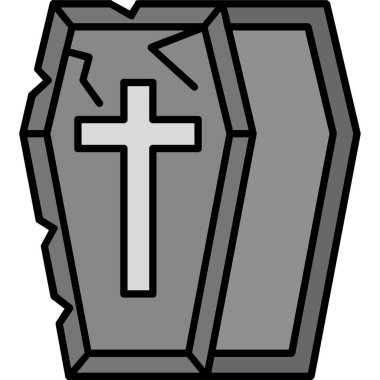 Basit bir şekilde izole edilmiş vektör illüstrasyonunda mezar taşı simgesi