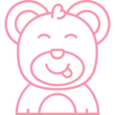 Oyuncak ayılı şirin bebek yüzü, çizgi biçiminde vektör çizimi tasarımı