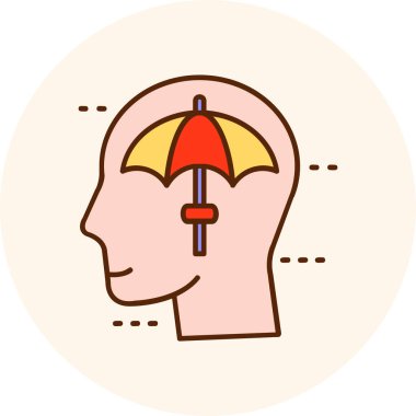 Beyaz arkaplanda şemsiyeli, resimli, vektörlü.