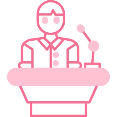 Elinde mikrofon ve mikrofon simgesi olan bir adamın vektör çizimi