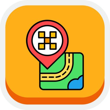 gps navigasyon haritası simgesi doldurulmuş dış hat biçimi