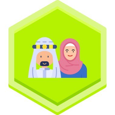 Geleneksel kıyafet vektör illüstrasyonunda Müslüman çift