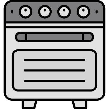 Mutfak fırını simgesi, basit tasarım vektörü çizimi