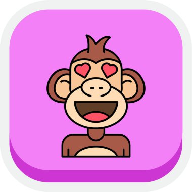 Kalp karikatürlü şirin bir maymun. vektör illüstrasyonu