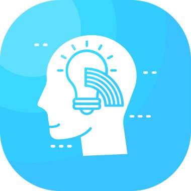 Beyaz arka planda izole edilmiş bir beyin ikonu olan çizgi insan kafası. Renkli taslak konsepti. vektör