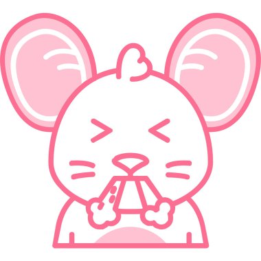 renk çizgisi şirin fare kafasının içinde hayvan yiyeceği illüstrasyonu var.